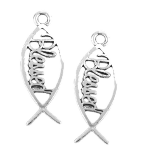 Xtra option, Christian Fish “Blessed” pair for Ear Candy C hoops
