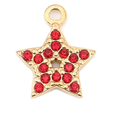 Star Charm, Glittery Red Stones