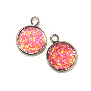 Pink Druzy pair of earring charms (Sept)