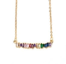 Load image into Gallery viewer, Bar Necklace, Multi Colored Glass Stones