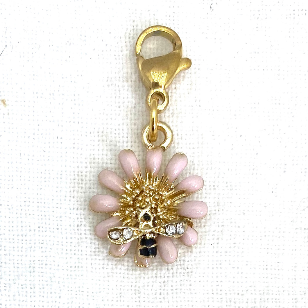 Bee on Pink Daisy Charm