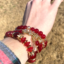 Load image into Gallery viewer, Bracelet Stack, Red &amp; Gold, 4 pc set