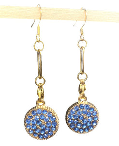 Blue Pave Paperclip Earrings with hook for changing dangles