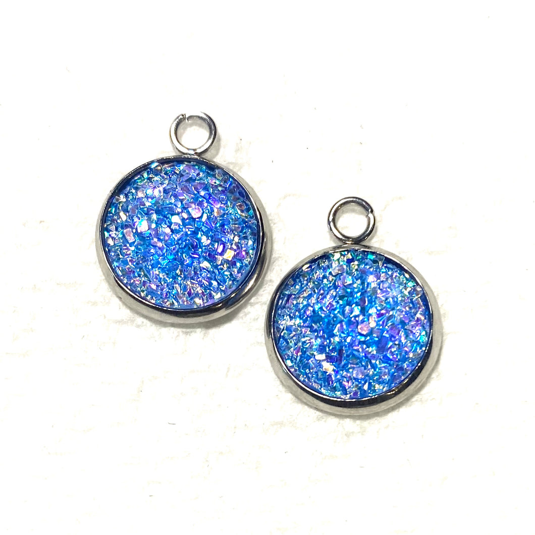 Blue Druzy pair of earring charms (Jan)