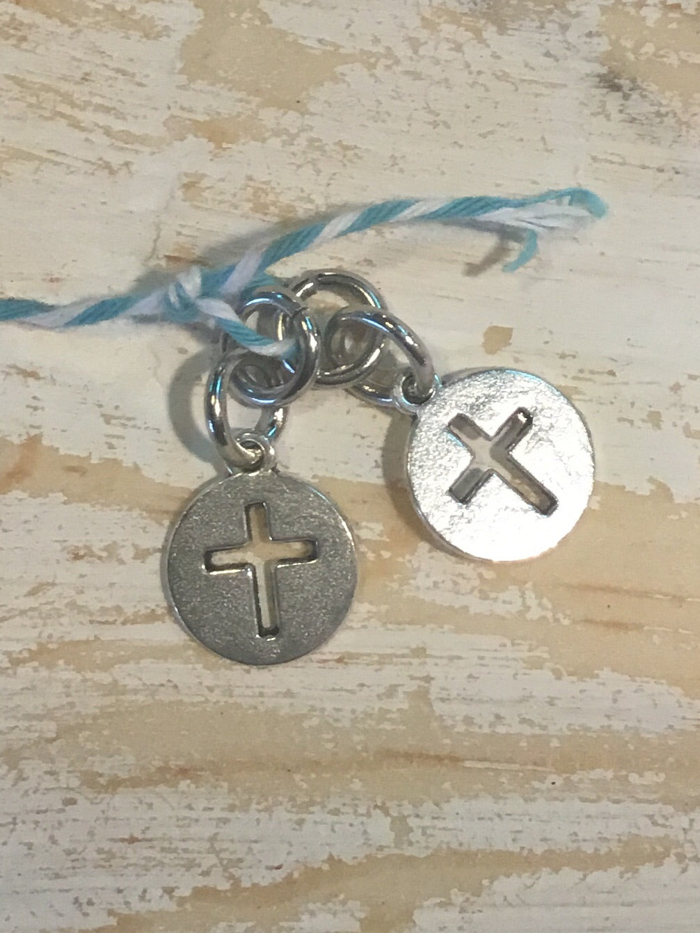HOOP EARRING CHARMS cross round with cutouts