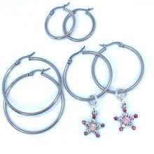Load image into Gallery viewer, HOOP EARRING CHARMS star with varying shades of pink stones