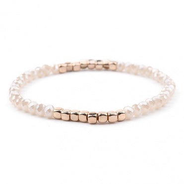 Brandi Stretch Bracelet, soft white & gold