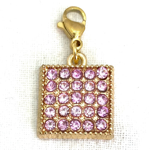 Pink Pave Crystals Charm, Square