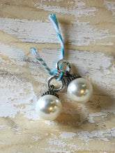 Load image into Gallery viewer, HOOP EARRING CHARMS faux pearl with little antique bronze top