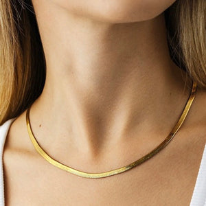 Eleanor Necklace, Snake Chain 18k gold plated, 18”