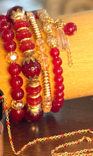 Load image into Gallery viewer, Bracelet Stack, Red &amp; Gold, 4 pc set