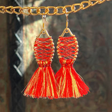 Load image into Gallery viewer, Red Tassel Earrings