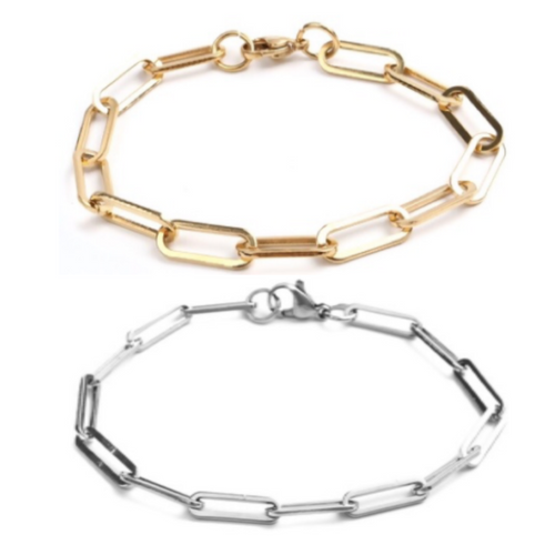 Bracelet, PAPERCLIP, Gold or Silver
