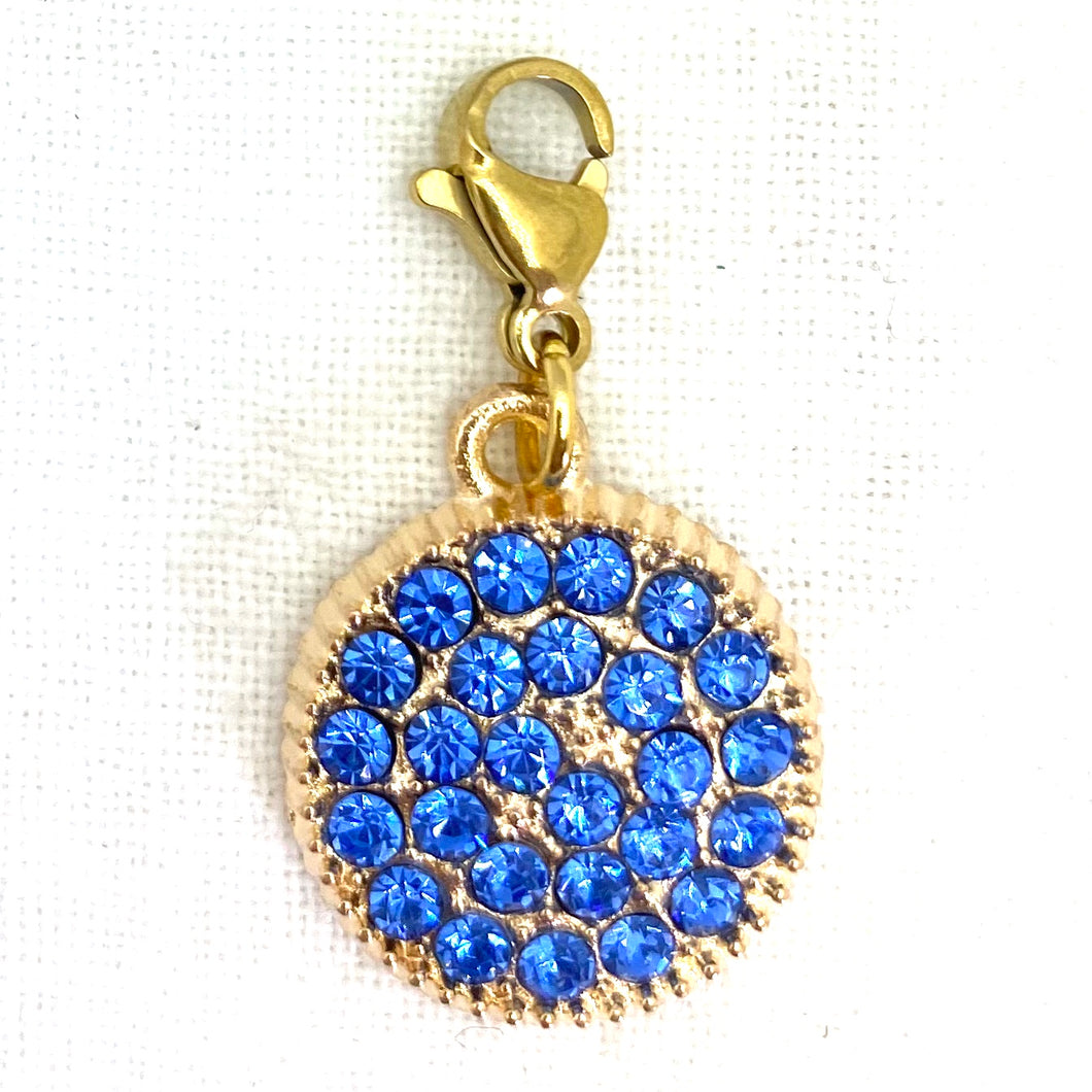 Blue Round Pave Charm