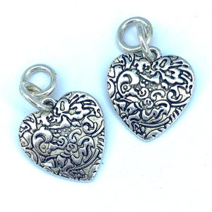 HOOP EARRING CHARMS hearts with scroll design