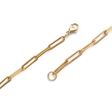 Load image into Gallery viewer, PAPERCLIP Chain Necklace, Smooth Gold Plated Stainless Steel, 19 5/8”