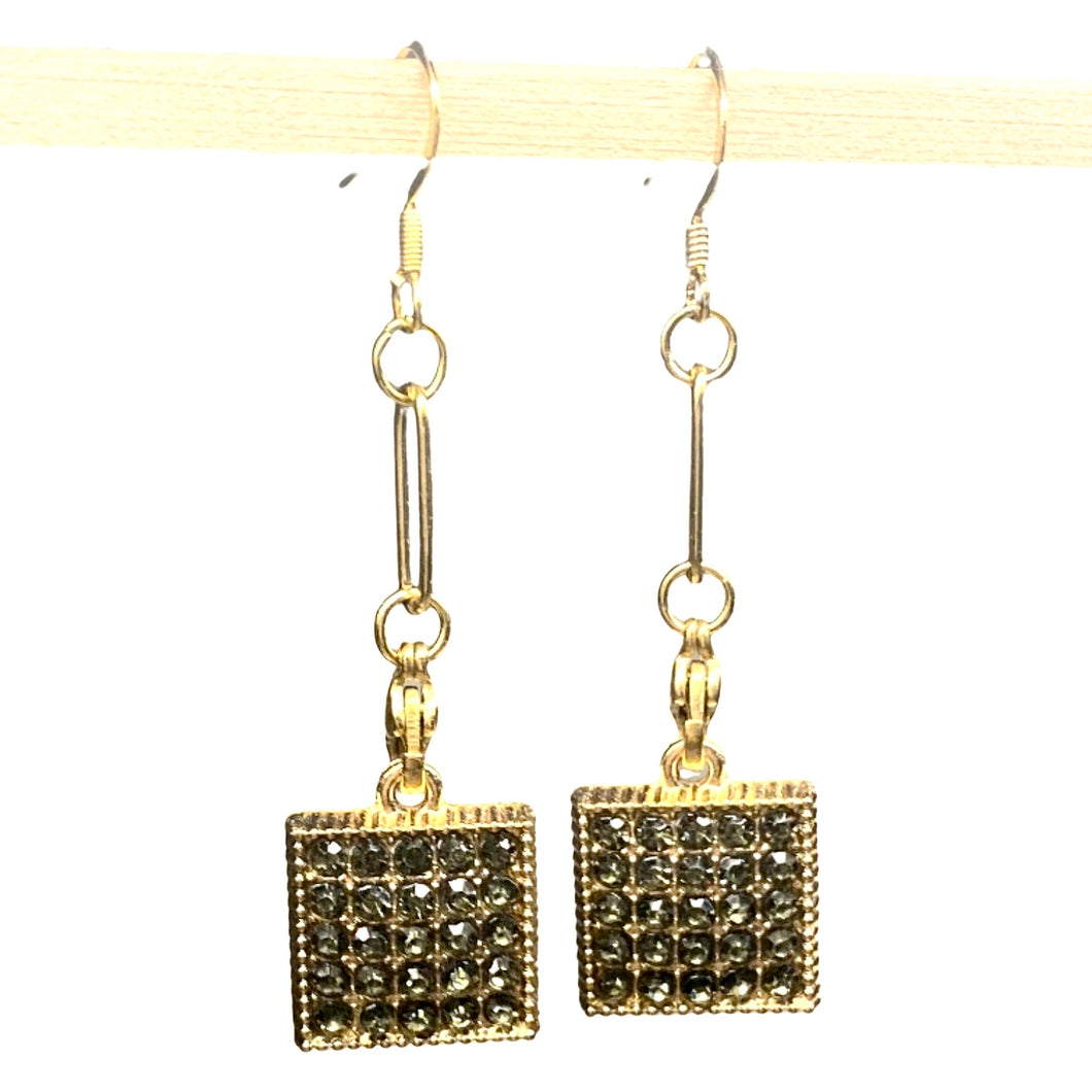 Coffee Pave Earrings with hook for changing dangles