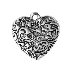 Heart Charm, with Scroll Design