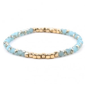 Brandi Stretch Bracelet, light blue, gold & silver