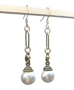 Pearl Paperclip Earrings with hook for changing dangles