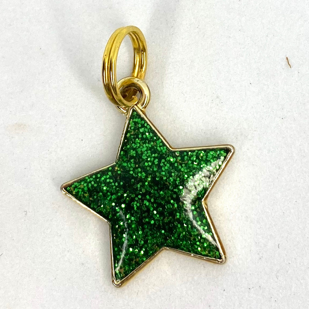 Star Charm, Glitter Enamel, Emerald
