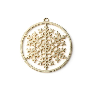 Christmas Snowflake Charm, Large gold plated