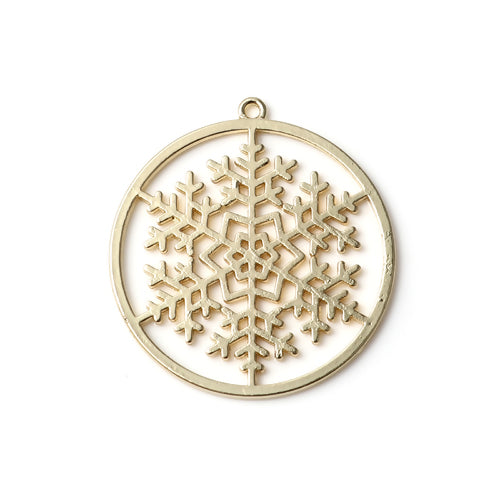 Christmas Snowflake Charm, Large gold plated