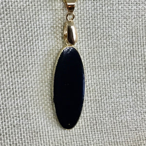 Long Oval Black Charm or Necklace Piece