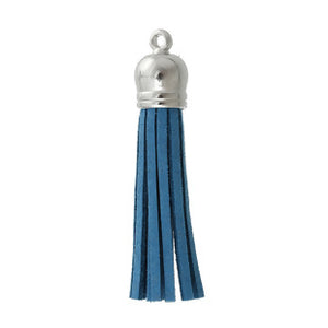 Tassel Faux Suede Charm, Turquoise