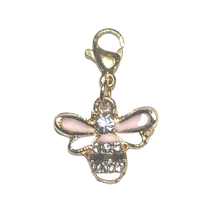 Bee charm, Pink with Crystals
