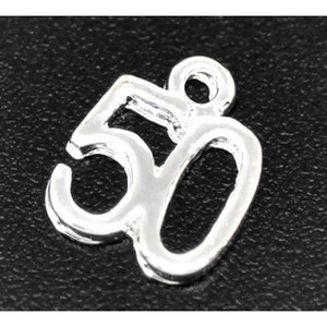 “50” Charm, Silver toned