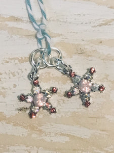 HOOP EARRING CHARMS star with varying shades of pink stones