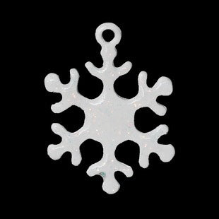 Christmas Snowflake Charm white enamel & Translucent Glitter